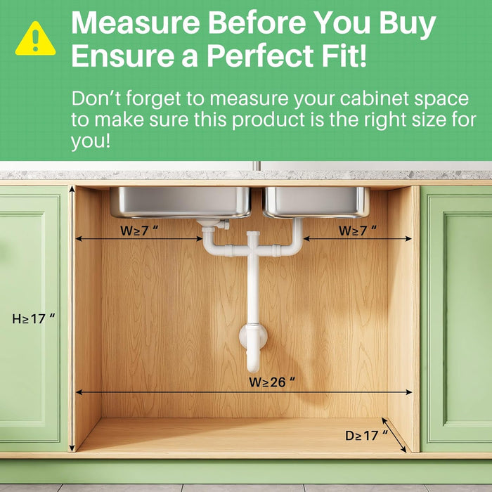 Under Sink Organizer, 2-Pack 3-Tier Height Adjustable Thickened Metal Pull out Cabinet Organizer Shelf, Slide out Storag
