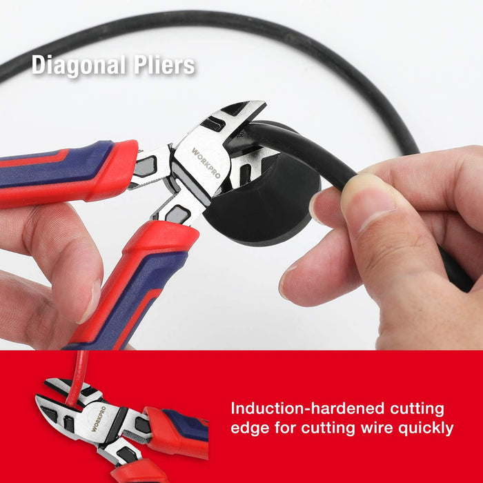 Pliers Set, 5-Piece Premium Cr-V Pliers Kit with Storage Pouch