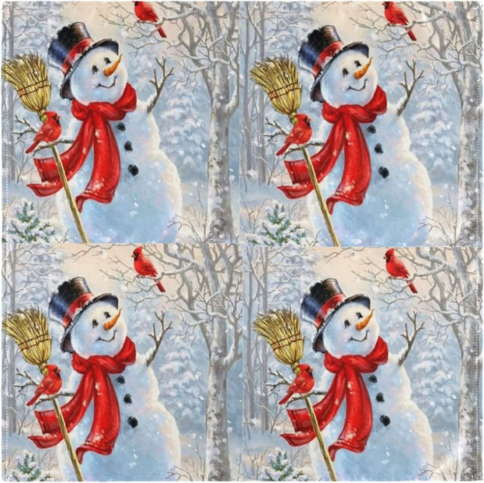 Pfrewn Christmas Snowflake Red Cloth Napkins Set of 6 Xmas Snowman Winter Dinner Napkins Solid Washable Reusable Polyester Table Napkins Oversized 20"X20" with Hemmed Edges for Home Weeding Decoration