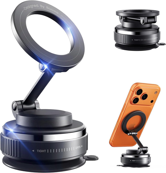 Magnetic Phone Holder for Car, 360° Adjustable Vacuum Car Mount Suction Cup, Phone Mount for Car Accessories/Windshield/