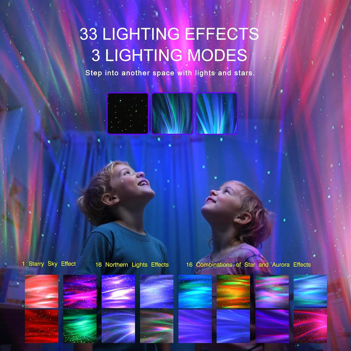 Northern Galaxy Light Aurora Projector with 33 Light Effects, Night Lights LED Star Projector for Bedroom Nebula Lamp, R