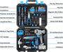 Drill Set: Tool Set with 8V Blue Cordless Drill, Home Tool Kit with Drill, Hand Tool Kits for Women 126 Piece