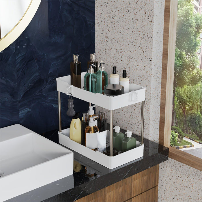 3 Pack Under Sink Organizer Bathroom and Storage Cabinet (White)