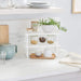 Space-Saving Stackable Metal Kitchen Cabinet Organizer Shelves for Dishes, Pantry Organization, 12.5" L x 8" D x 4.5" H, Set of 2, White