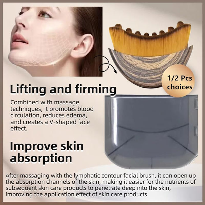 Lymphatic Contour Face Brush - Double Chin Reducer & Lymphatic Drainage Massager, Anti-Puffiness Depuffer Tool for Sculp