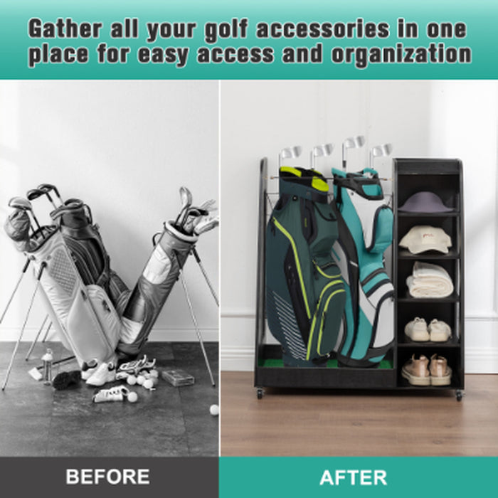 Two-Bag Wooden Golf Storage Rack