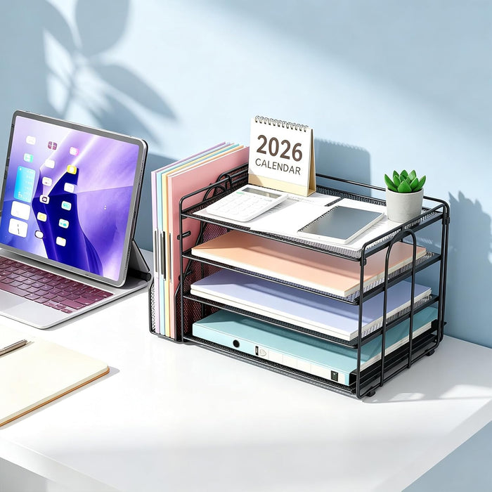 4-Tier Paper Organizer With Magazine Holder