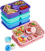 4 Pcs Bento Snack Box Containers, 4 Compartment Divided Stackable Food Storage Containers with Lids, Meal Prep Lunch Con
