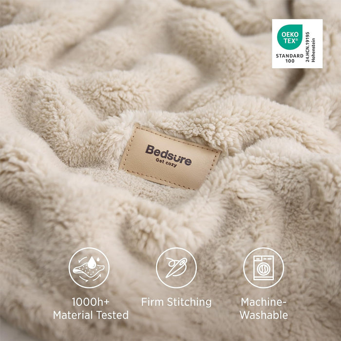 Cloud Bubble Blanket, Soft Cozy Throw, Beige, 50"×60"