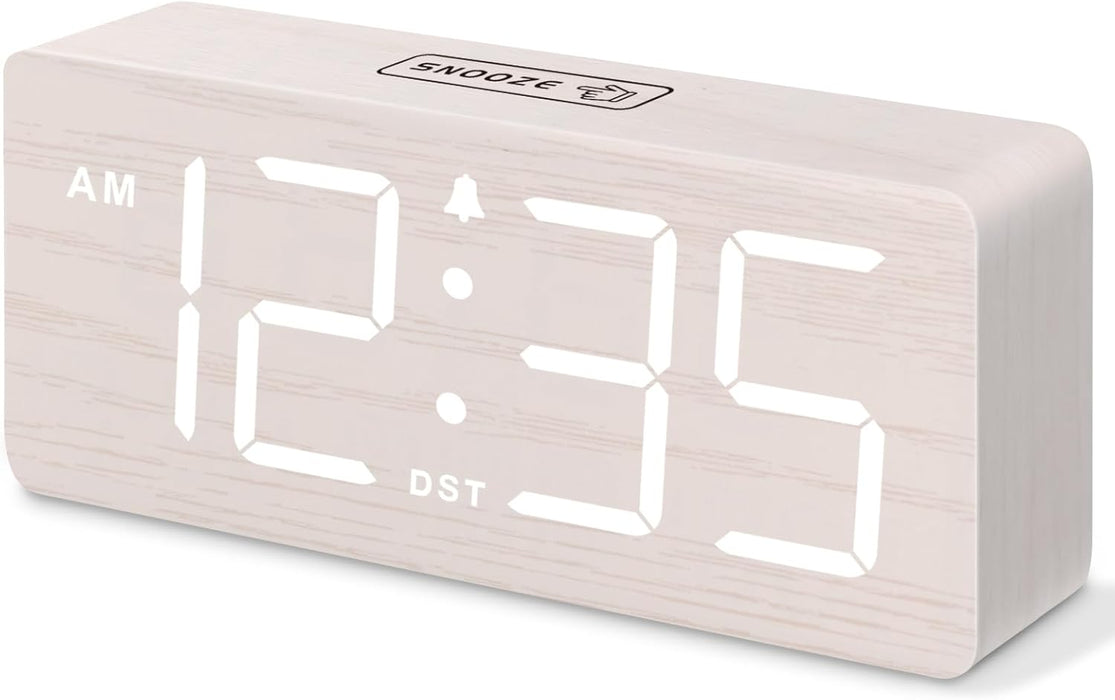 Wooden Digital Alarm Clock for Bedroom with Large Numbers