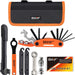 Bicycle Repair Bag With Tire Pump, Portable Tool Kit for Camping Travel - Bike Glueless Patches, Maintenance Essentials 