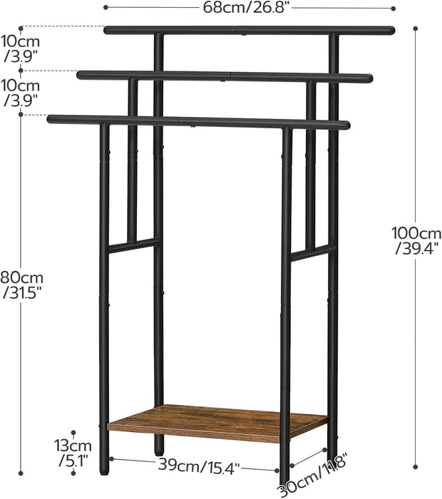 39.4" Freestanding Towel Rack for Bathroom, Blanket Rack with Shelf