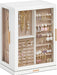 360° Rotating Jewelry Box with 7 Drawers, Spacious Vertical Jewelry Organizer with Glass Window, Jewelry Storage Case, Dustproof & Moisture-resistant Design, White