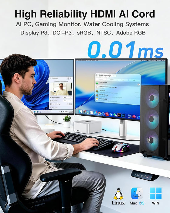 10K 8K 4K HDMI Cable 48Gbps 6.6 FT, Certified Ultra High Speed HDMI® Cable 4K 240Hz 144Hz 120Hz 8K60Hz 0.01ms HDR10+ eARC HDCP2.3 Netflix Roku TV PC Monitor Projector PS5 Xbox