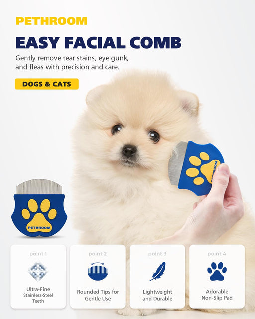 Professional Eye Comb for Pets, Stainless Steel Tear Stain Remover