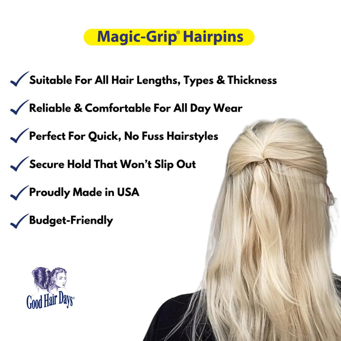 Magic-Grip Hairpins, 10 Styling Updo U-Pins for Strong Hold