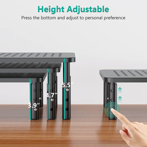 Dual Monitor Stand for Desk, Adjustable Laptop Riser, up to 44 lbs