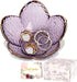 Purple Flower Jewelry Dish Glass Ring Holder Dish Jewelry Tray Cute Vanity Organizer Aesthetic Nightstand Bathroom Room 