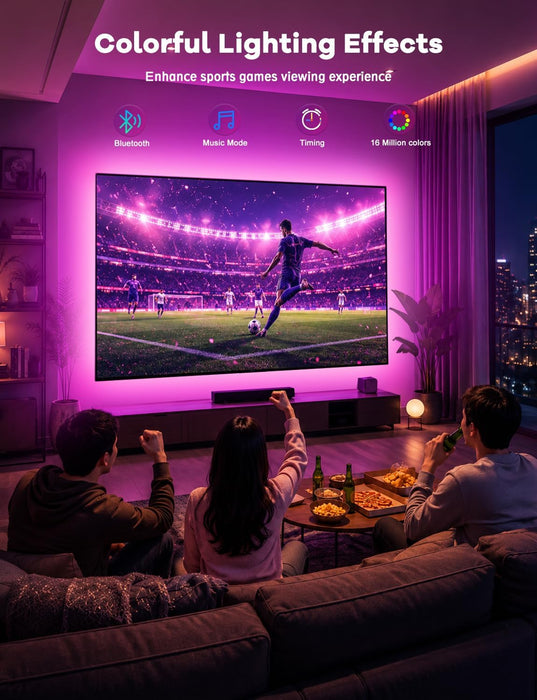 LED Lights for TV Led Backlight, 16.4ft RGB Led Strip Lights for TV Lights Behind, USB Led Light Strip for 55-70in TV, Bluetooth APP Control Music Sync Ambient Lighting for Gaming Room