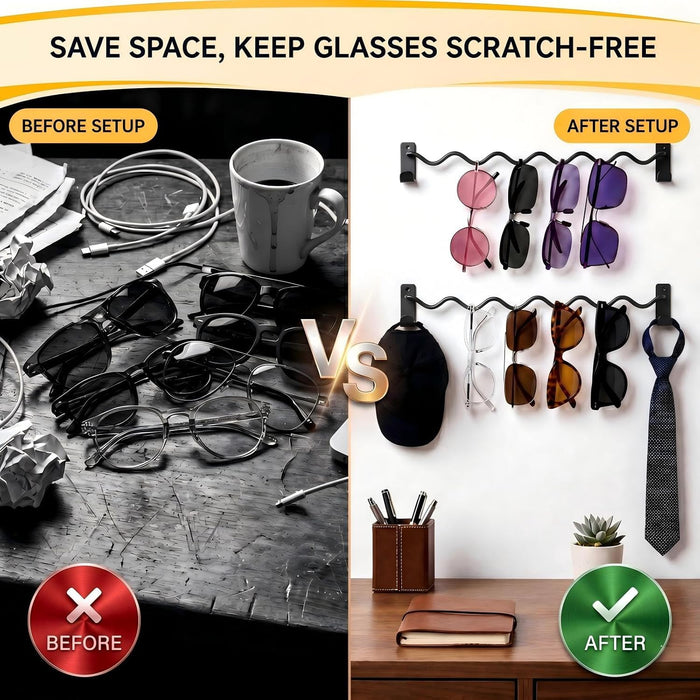 2 Pack Sunglass Holder for Wall, Metal Wall Mounted Sunglasses Organizer