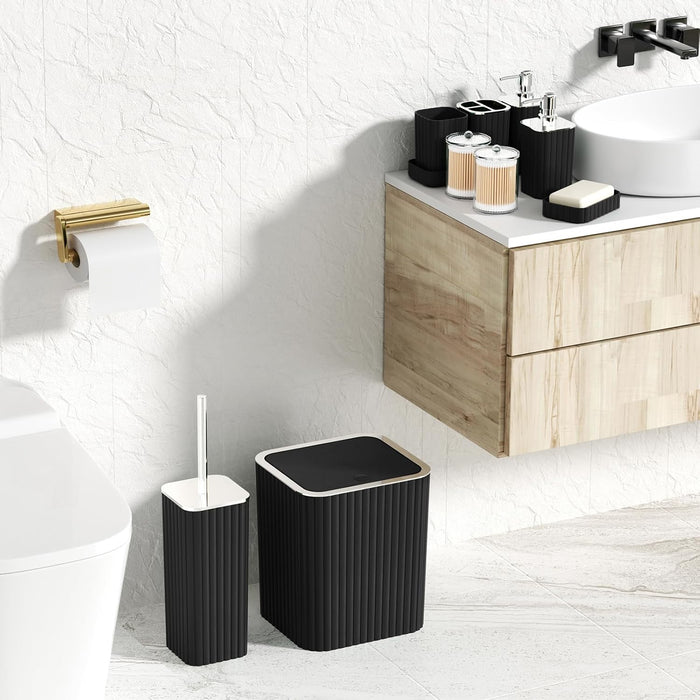 Bathroom Accessories Set - 10PC Gorgeous Black Bathroom Set