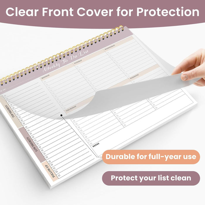 Weekly To Do List Notepad with 52 Undated Sheets（8.5"×11"）- Undated Weekly Planner Notepad for Office Desk Accessories a
