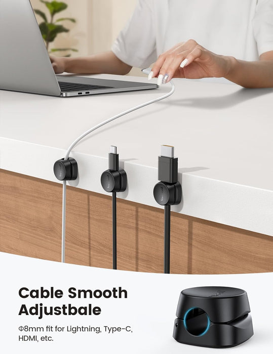 6Pack Cord Organizer, [1s Lock] Spring Cable Holder Clips for Desk