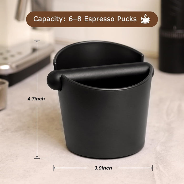 Espresso Knock Box Coffee Knock Box Espresso Bucket Knock Coffee Ground Dump Bin with Removable Knock Bar Trash Can Non-Slip Base