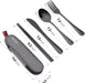 Travel Utensils with Case,  Portable Silverware Set for Work, Stainless Steel Reusable Travel Cutlery Set, Fork and Spoon Set for Camping, Picnic, Gadgets, Lunch Box for Men, Black