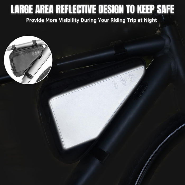 Bike Frame Bag - Water-Resistant Reflective Triangle Storage Bag, 2L