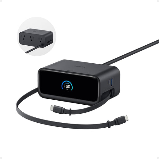Nano Charging Station, 100W 7-in-1 Power Strip, Retractable Charger
