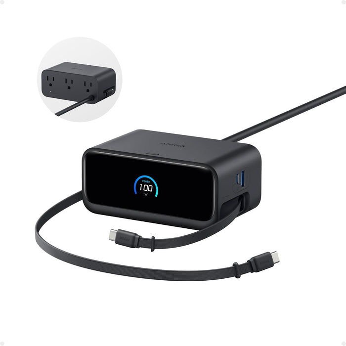 Nano Charging Station, 100W 7-in-1 Power Strip, Retractable Charger