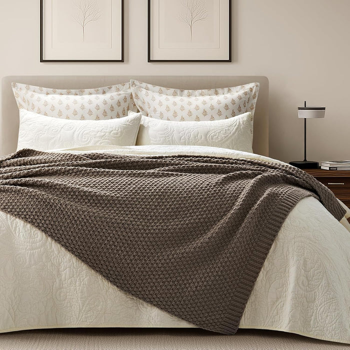 HOME Chunky Chenille Knit Throw Blanket, 50 x 60, Mocha Brown