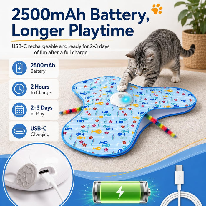 Interactive Cat Toys for Indoor Cats, Hide and Seek, 3 Smart Modes, 2500mAh