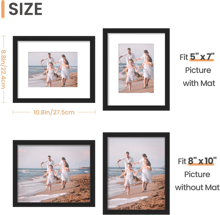 8x10 Picture Frames, Gallery Wall Frames Set of 5, Black