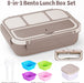 Bento Box Adult Lunch Box, Containers for Adults Men Women with 4 Compartments, Lunchable Food Container with Utensils, Sauce Jar, Muffin Liners, 40 Oz/5 Cup, Microwave & Dishwasher Safe, Brown