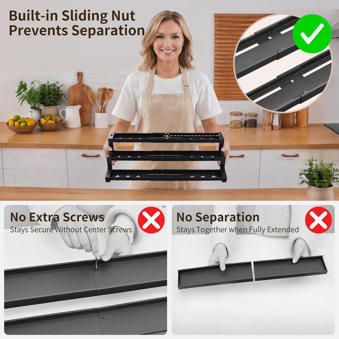 Expandable Spice Rack Organizer for Cabinet, Supports 17.6 lbs Per Tier