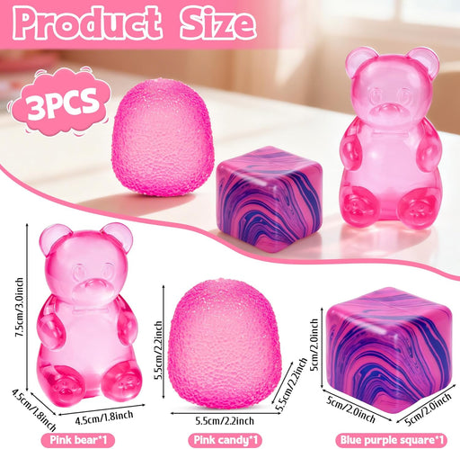 3Pcs Taba Squishies Fidget Toys, Stress Balls for Kids and Adults, Squishies Stress Cube, Sensory Toys for Kids with Aut