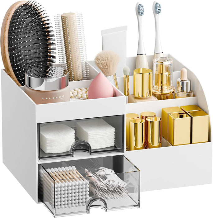 Makeup Organizer with 2 Drawers, Makeup Organizers Countertop for Vanity and Bathroom, Make up organization and Skincare