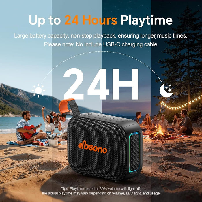 Portable Bluetooth Speaker Line-in Support: IPX5 Waterproof, Black