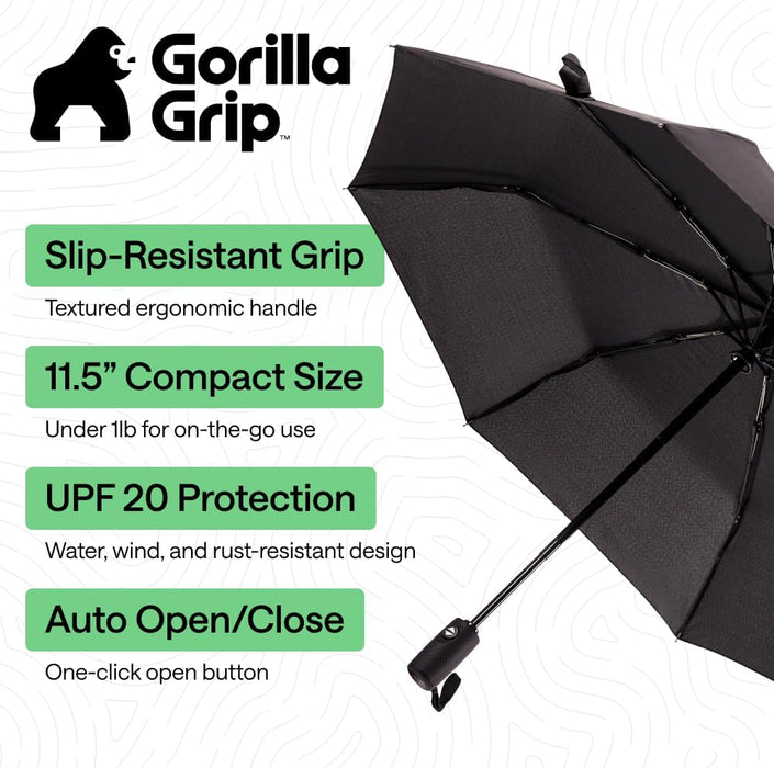 Compact Travel Size Umbrella for Rain, Sleek Design, Black