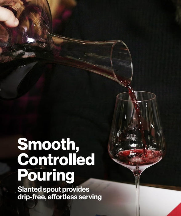 Large Elegant Crystal Wine Decanter with Built-in Aerator