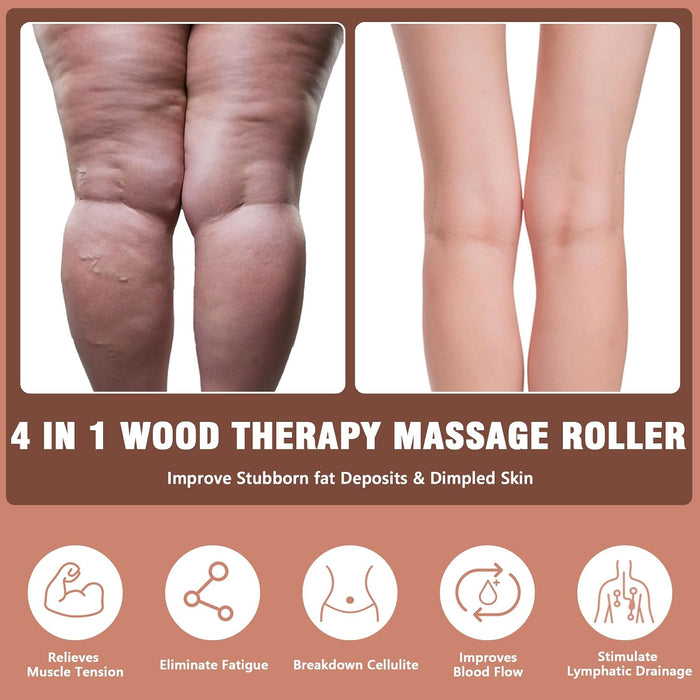 Wood Therapy Massage Tools 3 in 1,Wooden Lymphatic Drainage Massager, Body Sculpting Tools Cellulite Massager for Maderoterapia, Body Contouring, Relief Muscle, Anti-Cellulite