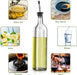 Olive Oil Dispenser Bottle, 2 Pcs Glass Olive Oil Dispenser and Vinegar Dispenser Set with 2 Stainless Steel Pourers, 4 Labels,1 Brush and 1 Funnel Oil Bottles for Kitchen (500Ml)