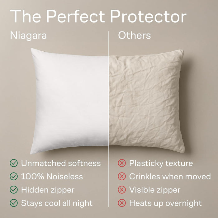 Ultra Soft Pillow Protectors with Zipper - Standard Size - Set of 4 - White