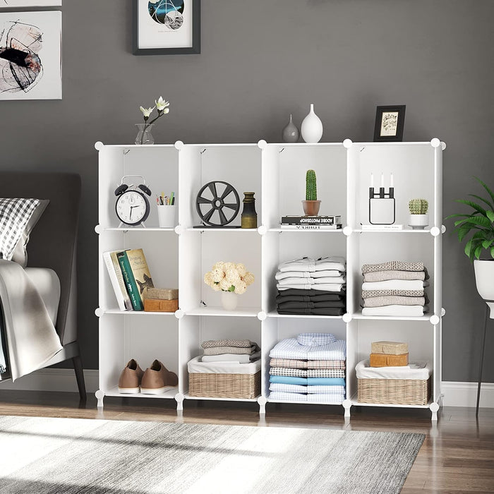 12 Cube Storage Organizer, Closet Organizer Storage Shelves, White