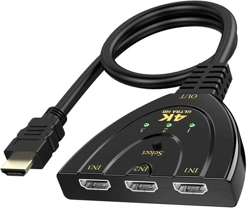 HDTV Switch 3 in 1 Out,HDTV Splitter Supports Full HD 1080P@60HZ/4K@30HZ，Compatible with Roku Fire TV Stick,PS4/PS5 Xbox