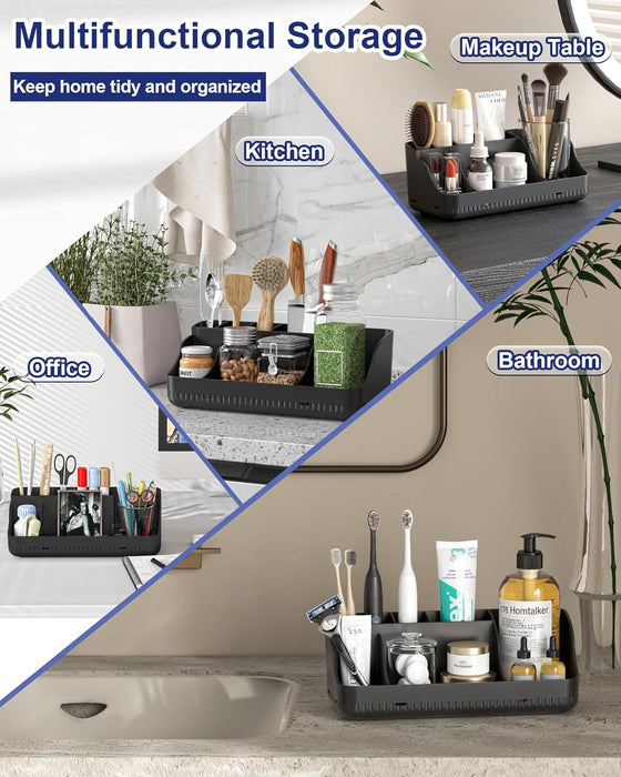 Bathroom Counter Organizer and Storage, 7 Slots Detachable Toothbrush Holders for Bathrooms, Anti-Slip Electric Toothbru