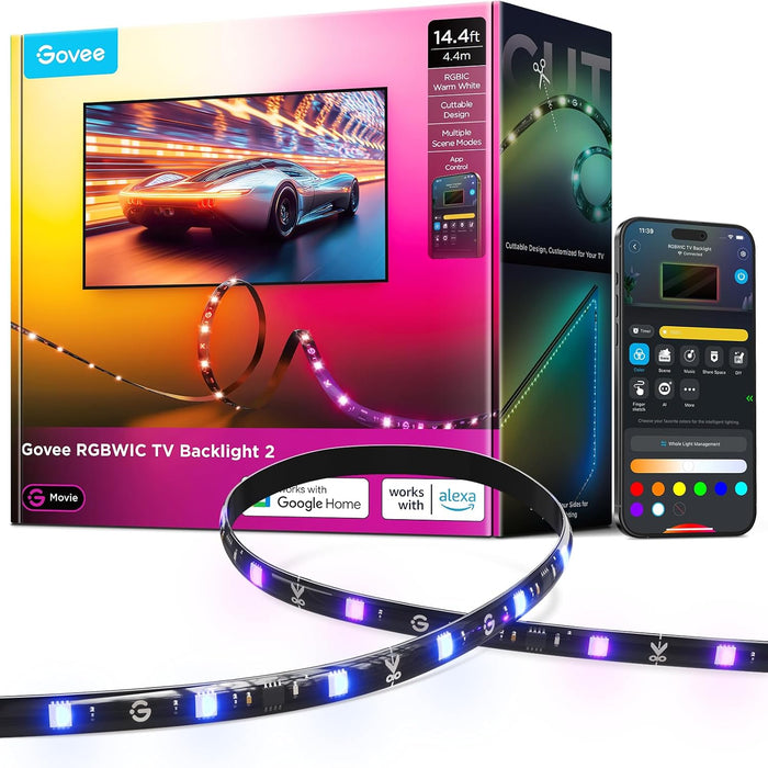 Govee TV LED Backlight 2, 14.4ft Cuttable TV Lights for 32-70 Inch TVs