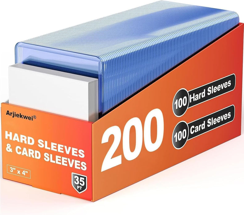 200 Card Sleeves Hard Plastic,  3"X 4" Trading Card Holder, 35PT
